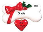 Personalized Christmas Ornaments Pets-Dog Bone W/Bow/Personalized by Santa/Dog Bone Ornament/Dog Ornaments/Dog Christmas Ornaments