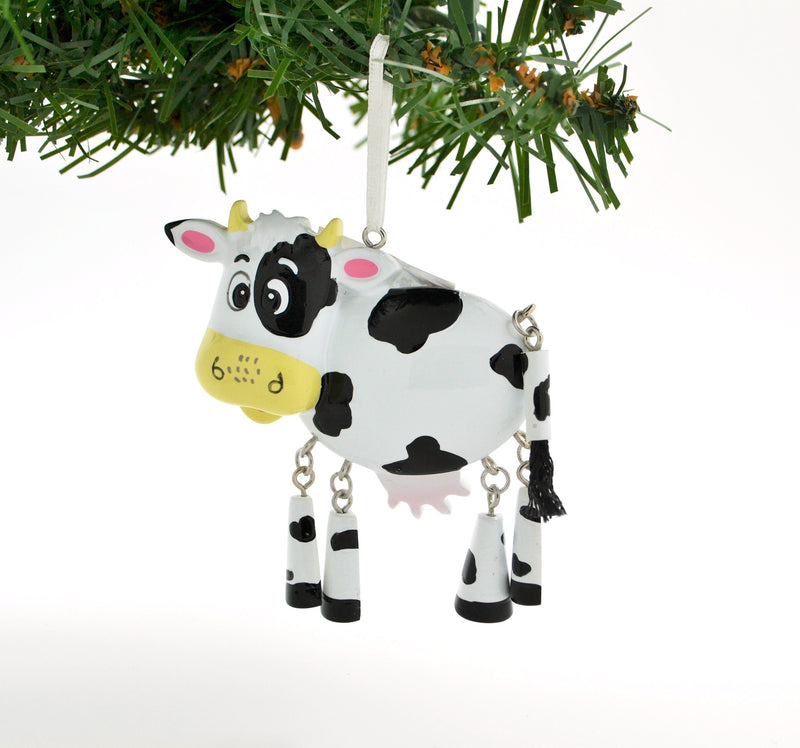 PERSONALIZED CHRISTMAS ORNAMENT CUTE COW WITH DANGLE LEGS / PERSONALIZED BY SANTA / PERSONALIZED CHILDREN'S ORNAMENTS / COW CHRISTMAS ORNAMENTS