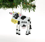 PERSONALIZED CHRISTMAS ORNAMENT CUTE COW WITH DANGLE LEGS / PERSONALIZED BY SANTA / PERSONALIZED CHILDREN'S ORNAMENTS / COW CHRISTMAS ORNAMENTS