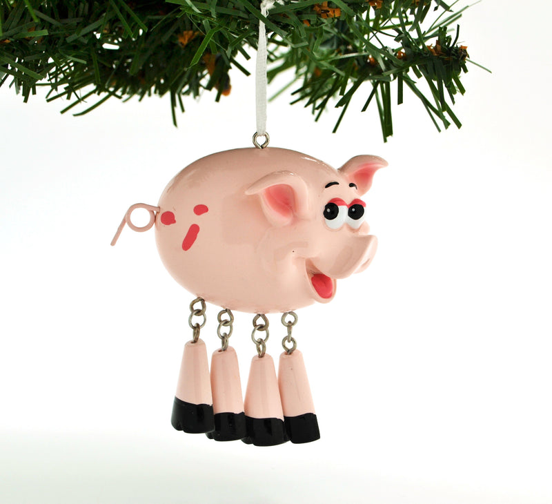 Personalized Christmas Ornament Cute Pig Piggy with Dangle Legs/Personalized by Santa/Pig Ornament/Pig Christmas Ornament
