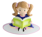 Personalized Christmas Ornament Child/Girl Reading A Book Custom Ornament/Book Ornament/
